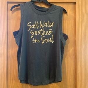Salt Life Women’s Salt Water Soothes The Soul Gray  DriFit  Muscle Shirt NWT S